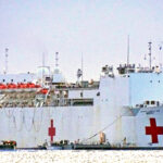 The giant white USNS Mercy at anchor in Majuro lagoon. Photo: Hilary Hosia.