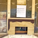 The Bank of Marshall Islands debit card center window that was quickly modified after robbers were able to reach in to grab cash earlier this week. Photo: Hilary Hosia.