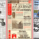 Front pages from 1986, 1998 and 2009.