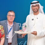 At COP28 in Dubai, from left: RMI Climate Envoy Tina Stege, Minister and head of RMI delegation John Silk, COP28 President Sultan Al Jaber, and Miss Marshall Islands Claret Chong Gum. Photo: Chewy Lin.