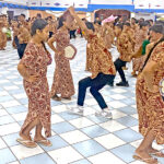 Marshall Christian High School performed a Western-style biit dance Christmas Day at Uliga Protestant Church. Photo: Hilary Hosia.