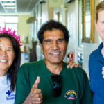 Canvasback Missions co-founder Jacque Spence with a Marshallese patient and eye specialist Dr. David Gano.