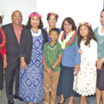 After the formal inauguration ceremony, President Hilda Heine (fourth from right) was joined by many of her family members, including First Gentleman Tommy Kijiner, Jr. (right) and daughter Kathy Jetñil-Kijiner (fifth from right). Photo: Wilmer Joel.