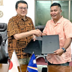 Japan Ambassador Tanaka Kazunari and Marshall Islands Foreign Minister Kalani Kaneko signed off on a Japan grant for the Sea Patrol program.