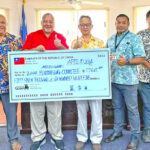 Majuro Mayor and strong supporter of Taiwan Ladie Jack joined Ambassador Steve Hsia and Minister and NOC President Tony Muller at the handover Wednesday. In addition, Taiwan Association President You-Has Wang, Head of Micro Games Media and Entertainment Mack Capelle and Taiwan Embassy staff Josh Lin joined in. Photo: Ministry of Natural Resources and Commerce. Photo: Ministry of NRC.