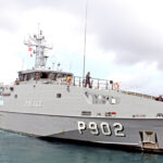The FSM Bethwel Henry patrol vessel visited Majuro briefly last week, giving Majuro residents a view of what the RMI’s new Australian-provided patrol vessel will look like when it comes in 2025. Photo: Hilary Hosia.