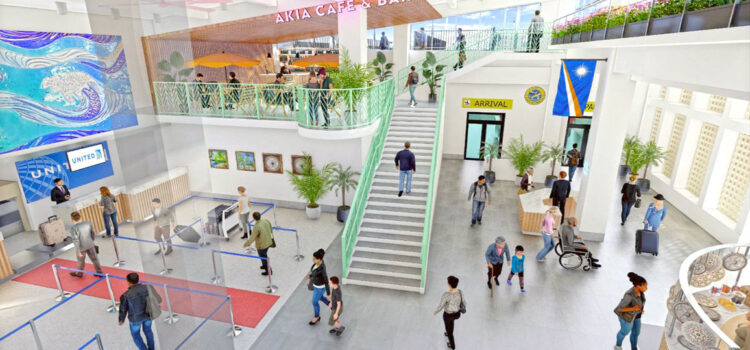 An architect’s rendition of the inside of the proposed new Amata Kabua International Airport terminal building. Airport terminal plan developing