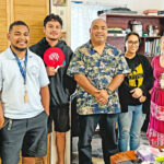 Ka’u schools representatives from the Big Island met with Jo Jikum staff last week in Majuro. From left: Jo Jikum staff Goodwind Silk, Manny Compass, and Jobod Silk, Nitijela Member David Anitok, Jo Jikum staff Loredel Areieta, and Pahala Elementary and Ka’u High School representatives June Domondon and Aina Akamu.