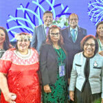 President Hilda Heine, third from right, with her delegation in Taipei earlier this week, and RMI Ambassador to Taiwan Anjanette Kattil, third from left. Photo: Samelda Leon.