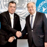 RMI Ambassador to the UN John Silk and UN Secretary General Antonio Guterres following the formal diplomatic credentials presentation.
