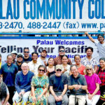Participants and trainers in the Telling Your Pacific Story workshop were photographed next to Palau Community College’s banner welcoming participants to the media workshop held in Koror from September 9-13, 2024. Photo: Keoni Williams.