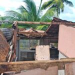 One of the houses damaged by high winds on Jaluit Island in Jaluit Atoll. Photo: Facebook post by Kitina Alex.