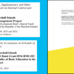 The cover of the Ernst & Young audit of the RMI Public Financial Management Project. Below, left is the report on the ADB grant to improve basic education.