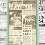 Front pages from 1987, 1999, and 2010.