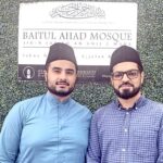 Incoming Imam Qasim Choudhary (left) and Imam Sajid Iqbal outside the Uliga mosque. Photo: Hilary Hosia.