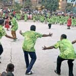 The Tiete Labuk jepta entertains the crowds outside Majuro Atoll Local Government city hall in Delap last Friday. Photo: Hilary Hosia.