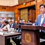 RMI Deputy Attorney General Johnathen Kawakami speaking last week at the International Court of Justice in The Hague.