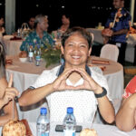 Pictured at the farewell party for Miss Pacific Moemoana Schwenke at the Marshall Islands Resort are Six9Too Productions/Power 103.5FM staff, from left: Jam Matias, DJ Pat Poquita and Leilani Macquinn. Photo: Hilary Hosia.