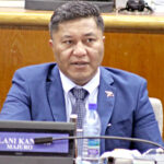 Foreign Minister Kalani Kaneko speaking at Nitijela in a file photo from 2024. Photo: Hilary Hosia.