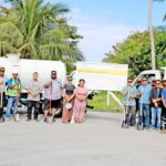 A large group representing the World Bank, RMI government, AC Construction contractor, and others were out in force Monday this week to launch the cleanup program for Majuro. Photo: Hilary Hosia.