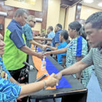 Iroojlaplap Mike Kabua, left, with the people at the National Socio-Economic and Climate Summit last Friday at the International Conference Center. Photo: Hilary Hosia.