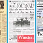 Front pages from 1982, 1992 and 2011.