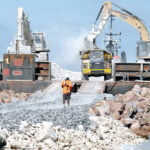 An island-wide seawall project, funded by the World Bank as a barrier to climate change and rising seas, is picking up its pace with the start of work by contractor Royal HaskoningDHV and Hall Contracting work. Photo: Garry Venus.