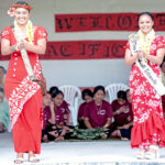 Miss Marshall Islands Claret Chong Gum, right, joined Miss Pacific Islands Moemoana Schwenke during a visit to Wotje in January this year. Photo: Chewy Lin.