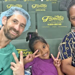 Dr. Derek Johnson in scrubs with Rana Widjaj and her mother Herty Danny. Photo: Jacque Spence.