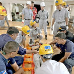 Japan Coast Guard officers joined with RMI Sea Patrol and MIPD for training last week in how to safely move an injured person from a vessel. The training was part of a visit by the Japan Coast Guard vessel Itsukushima.