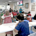 Working to provide eye services to Majuro patients at Majuro hospital June 17. Photo: Karen Earnshaw.