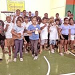 The smiles and enthusiasm of the youthful participants in the AMI Band’s summer music camp shows how much they enjoyed the camp and the performance at MIHS gym last weekend. Photo: Giff Johnson.