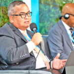 Finance Minister David Paul speaking at the global climate summit COP29 last year. He introduced the RMI’s largest-ever national budget at $766.2 million last week. Photo: Chewy Lin.