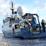 The Ocean Exploration Trust’s Nautilus vessel that is currently surveying deep-sea mounts in the Marshall Islands.