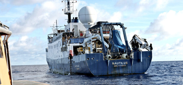 The Ocean Exploration Trust’s Nautilus vessel that is currently surveying deep-sea mounts in the Marshall Islands. RMI sea mounts studied