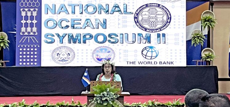 President Hilda Heine delivered the keynote address to the National Oceans Symposium August 5 at the International Conference Center. Photo: Giff Johnson. Hilda: People are key to conservation