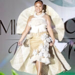 Miss Marshall Islands Claret Chong Gum displays a stylish island wear outfit made from pandanus mats and handicrafts during the Miss Micronesia pageant in Nauru earlier this month. Photo: Chewy Lin.