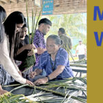 College of the Marshall Islands students joined in a weaving demonstration as part of Manit Week. Photo: Wilmer Joel.