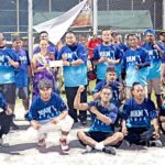 Team Namo receives its Ralik Ratak Softball Tournament championship prize from Miss Marshall Islands Claret Chong Gum. Photo: Chewy Lin.