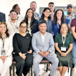 The RMI delegation in Brazil for COP30. Seated front, from left: RMI Climate Envoy Tina Stege, Lorraine Kaneko, Foreign Minister Kalani Kaneko, and RMI Climate Envoy Kathy Jetnil-Kijiner. Photo: Chewy Lin.