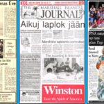 Front pages from 1982, 1991 and 2011.