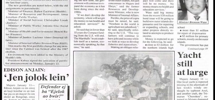 Nitijela has new names Nitijela has new names