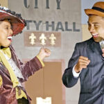 Yolanie Jurelang and Duke Gaston excuse energy during their performance in The Music Man, which was performed in March 2019 at the International Conference Center in Majuro. Photo: Chewy Lin.