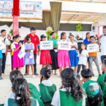 Majuro elementary and high school students honored the Marshall Islanders of the 1950s who objected to the then-ongoing nuclear tests by writing and delivering petitions to the United Nations calling for a halt to further nuclear tests. Photo: Chewy Lin.