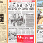 Front pages from 1983, 1992 and 2012.