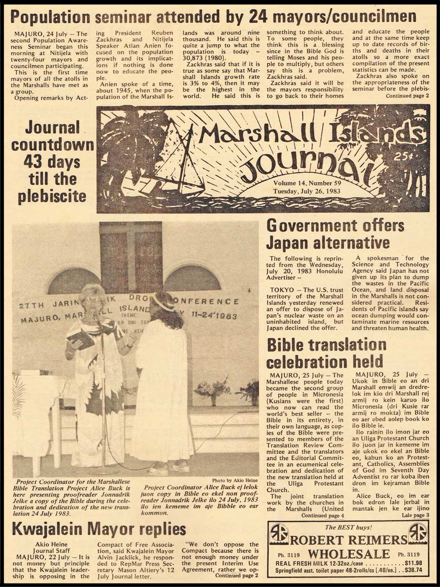 Bible now in Marshallese